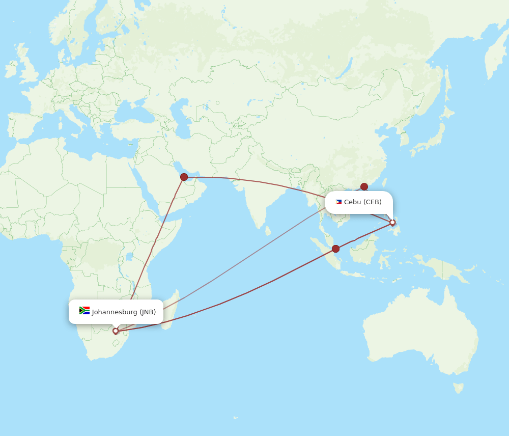 CEB-JNB flight routes