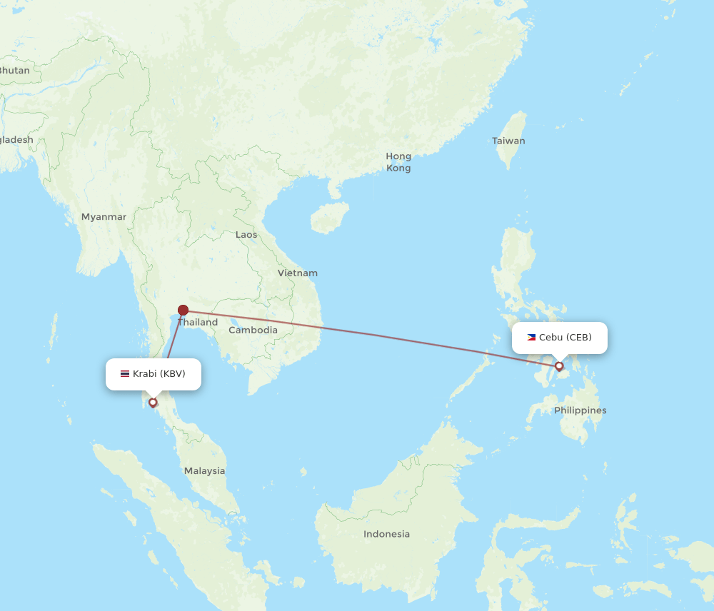 CEB-KBV flight routes