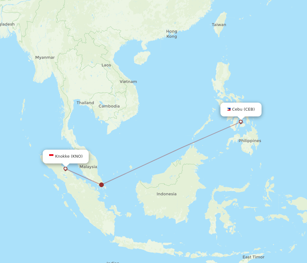 Kuala Namu - Cebu City route map and flight paths