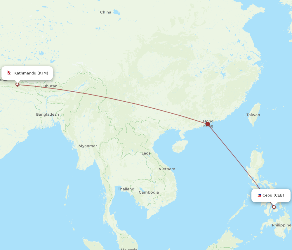 CEB-KTM flight routes