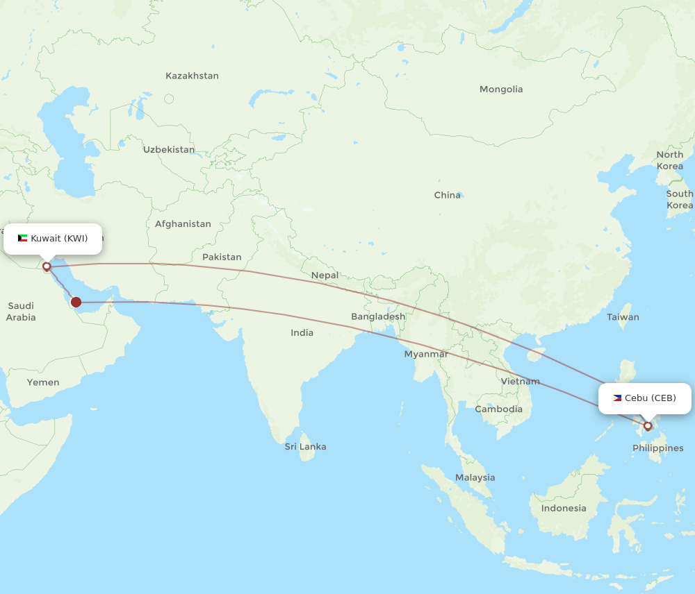 CEB-KWI flight routes