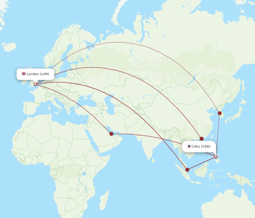 CEB-LHR flight routes