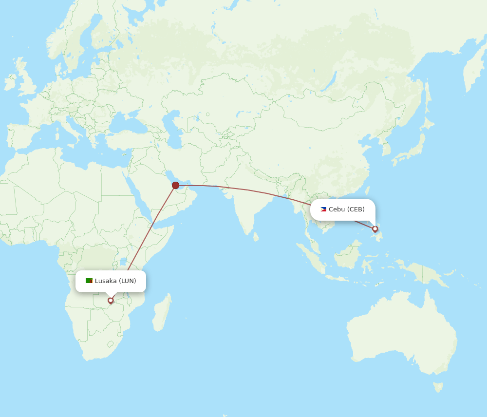 CEB to LUN flights and routes map