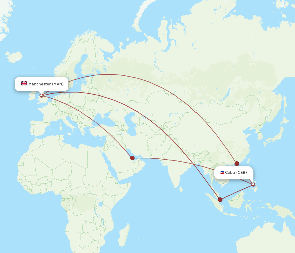 CEB-MAN flight routes