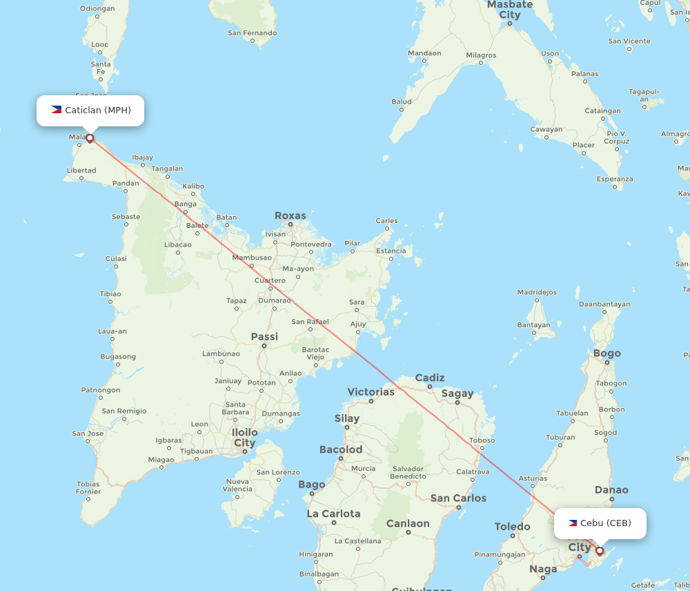 CEB to MPH flights and routes map