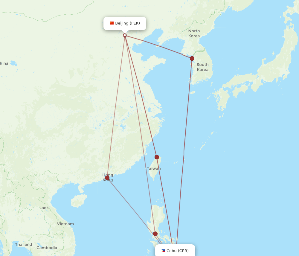 CEB-PEK flight routes