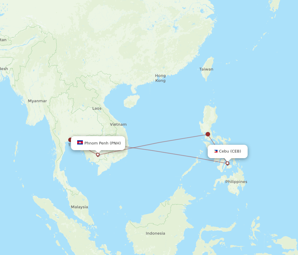 CEB-PNH flight routes