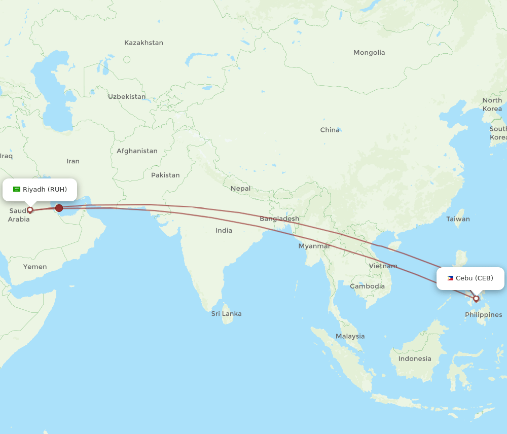 CEB-RUH flight routes