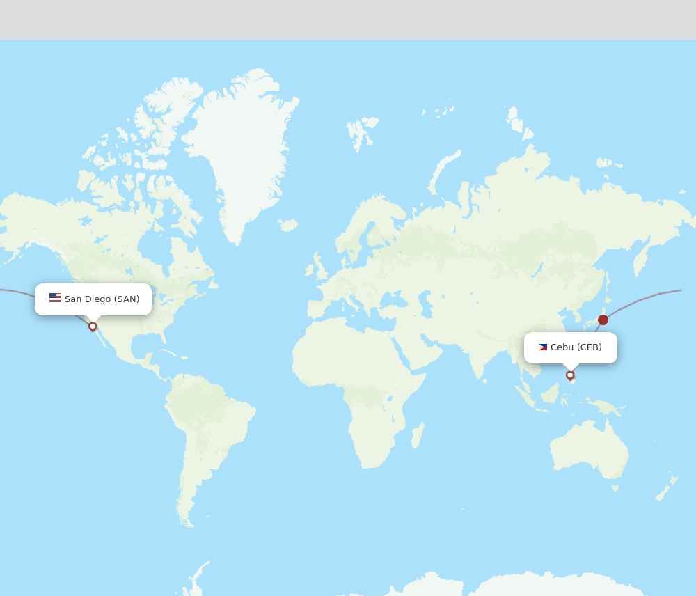 San Diego - Cebu City route map and flight paths