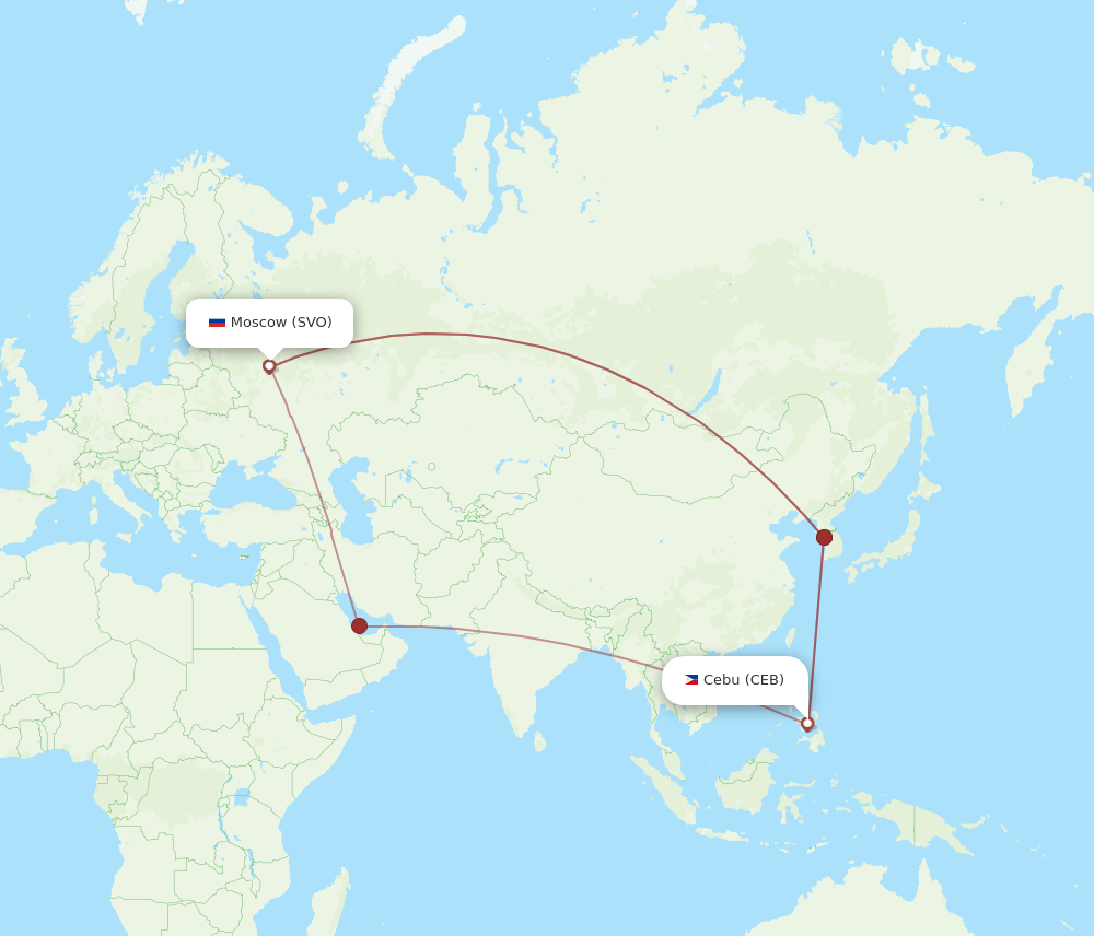 CEB to SVO flights and routes map
