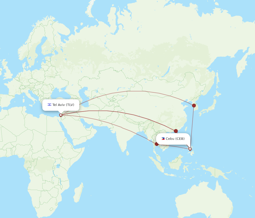 CEB to TLV flights and routes map
