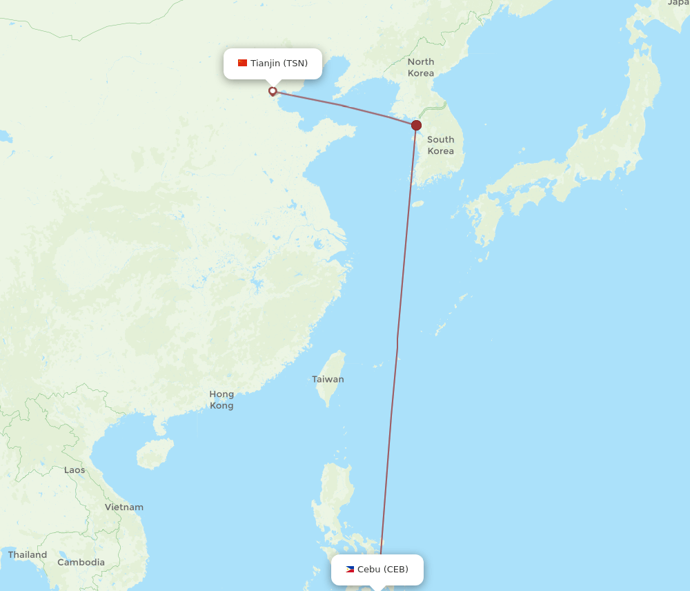 CEB-TSN flight routes