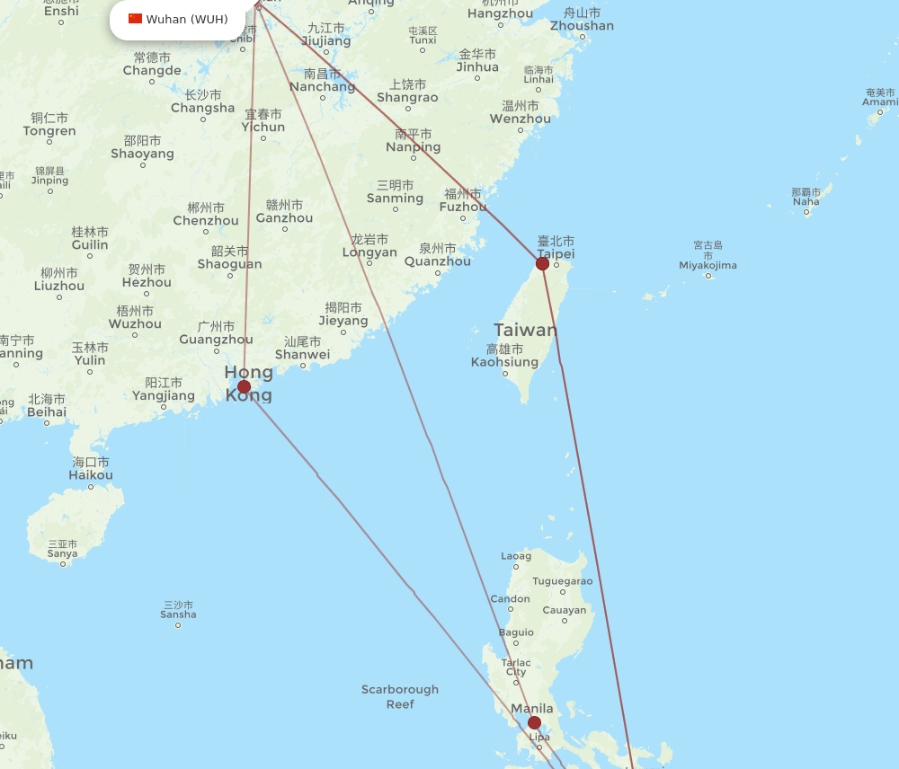 CEB-WUH flight routes