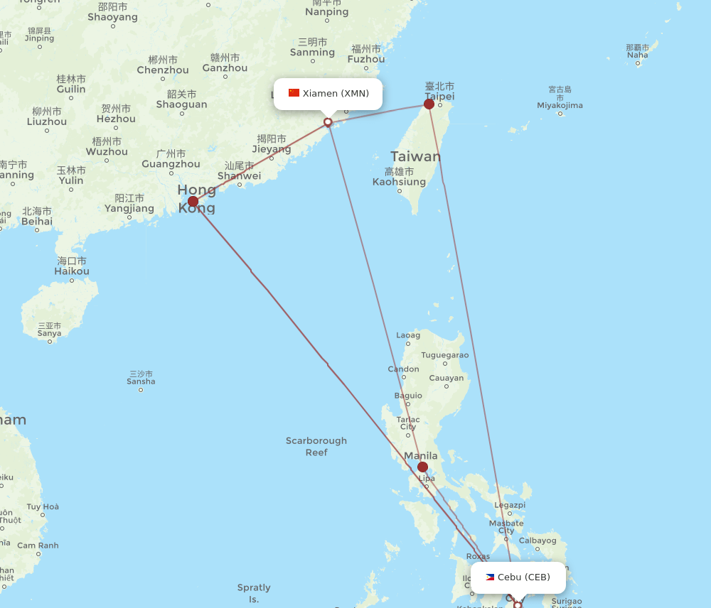CEB-XMN flight routes