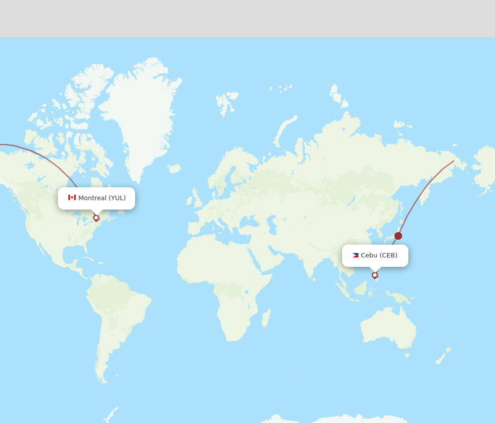 CEB-YUL flight routes
