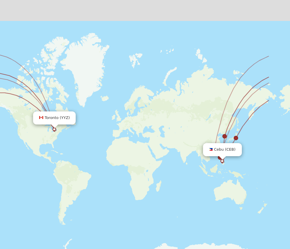 YYZ to CEB flights and routes map