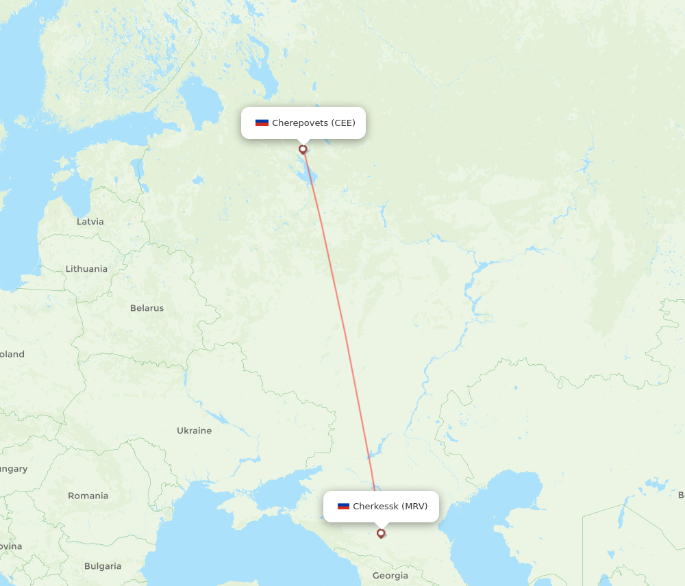 CEE to MRV flights and routes map