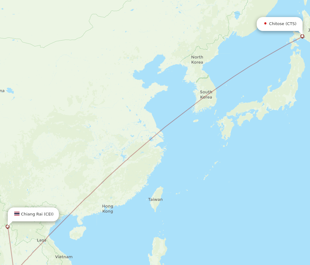 CEI to CTS flights and routes map