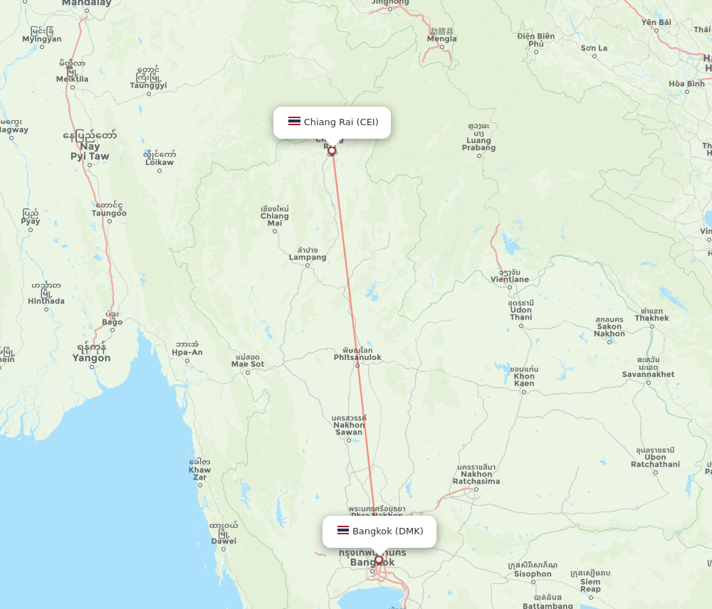 CEI to DMK flights and routes map