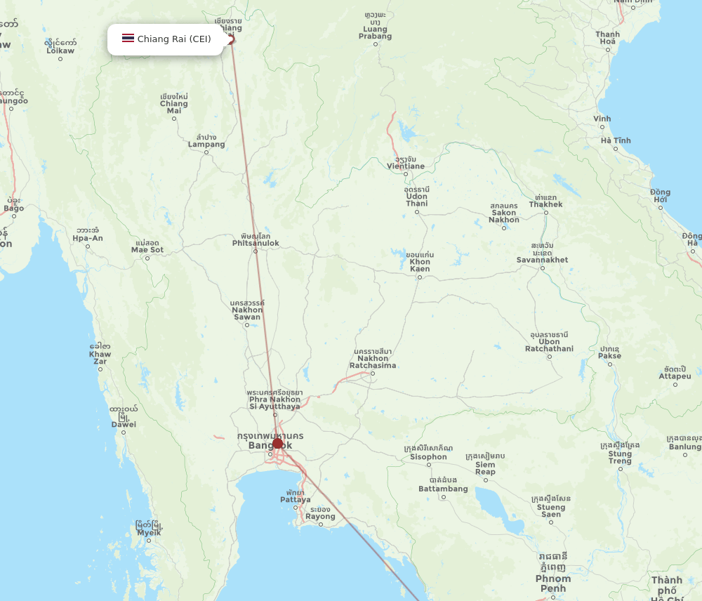 CEI-KOS flight routes