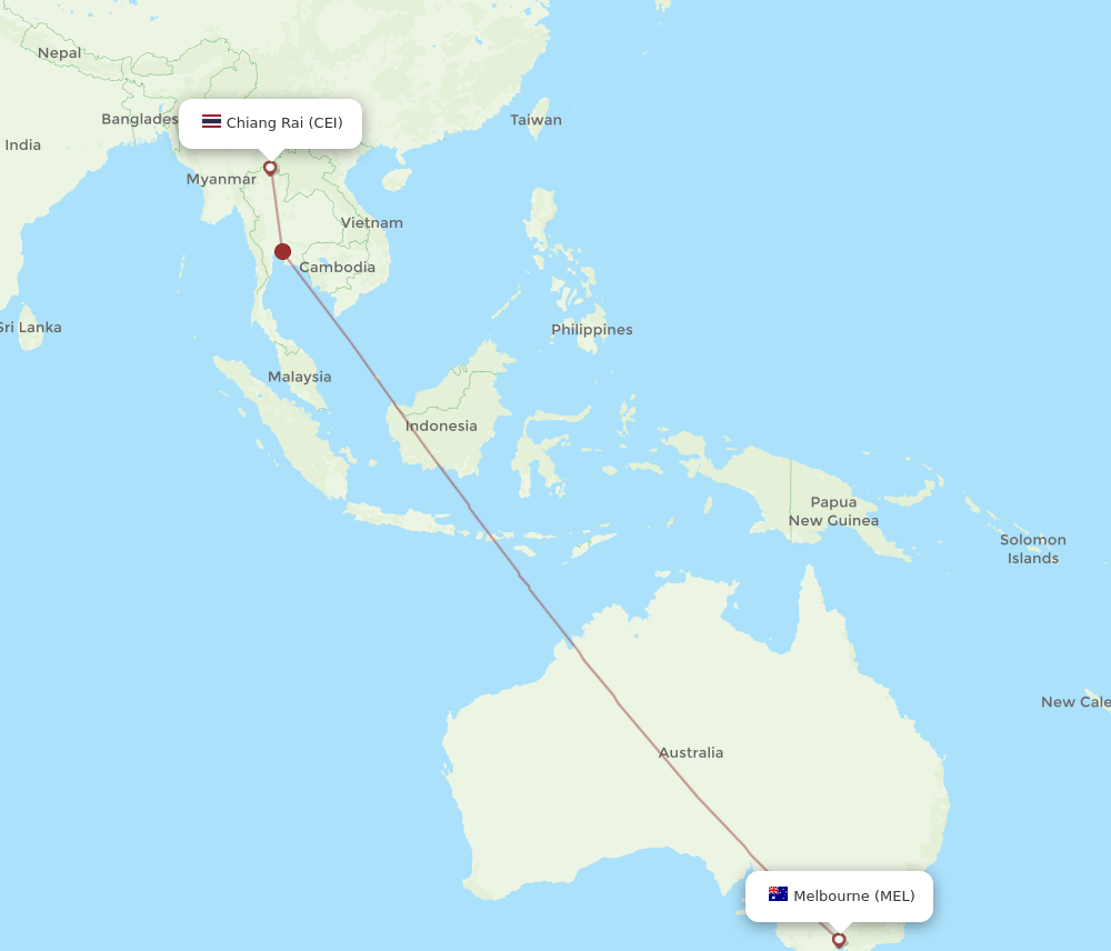 CEI-MEL flight routes