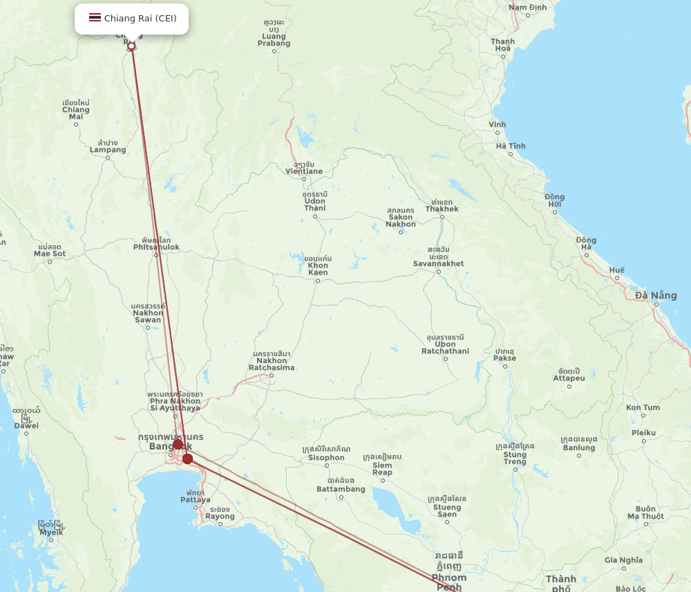 CEI to SGN flights and routes map