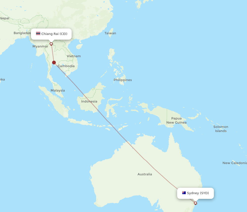 CEI-SYD flight routes