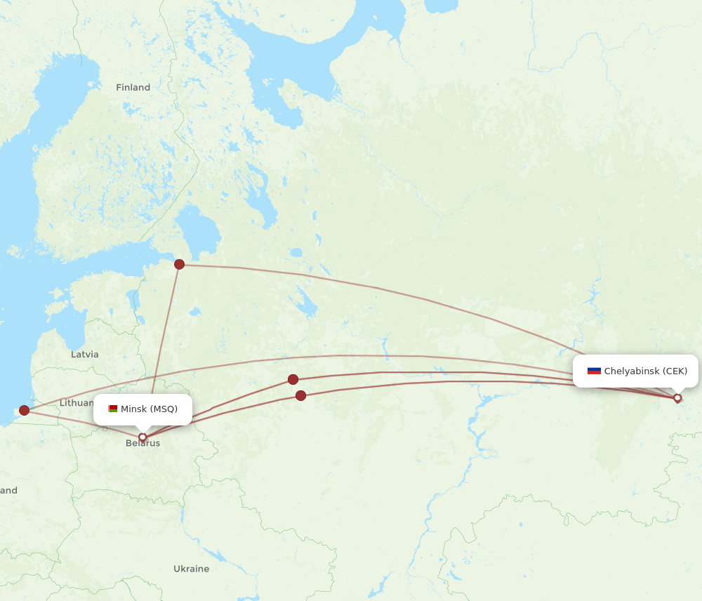 CEK to MSQ flights and routes map