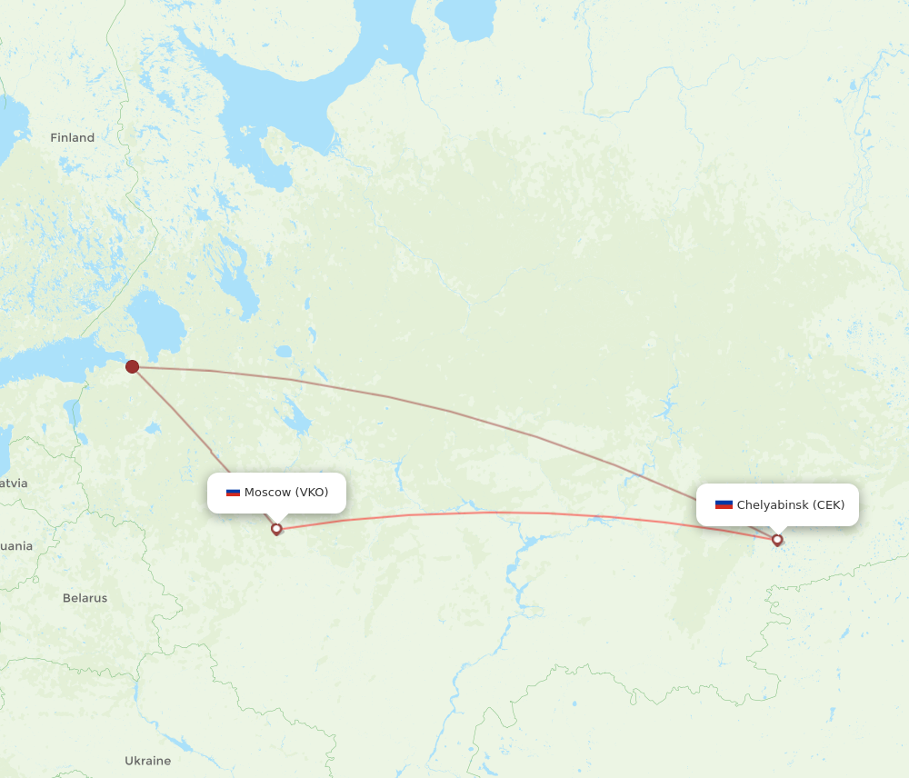 CEK to VKO flights and routes map