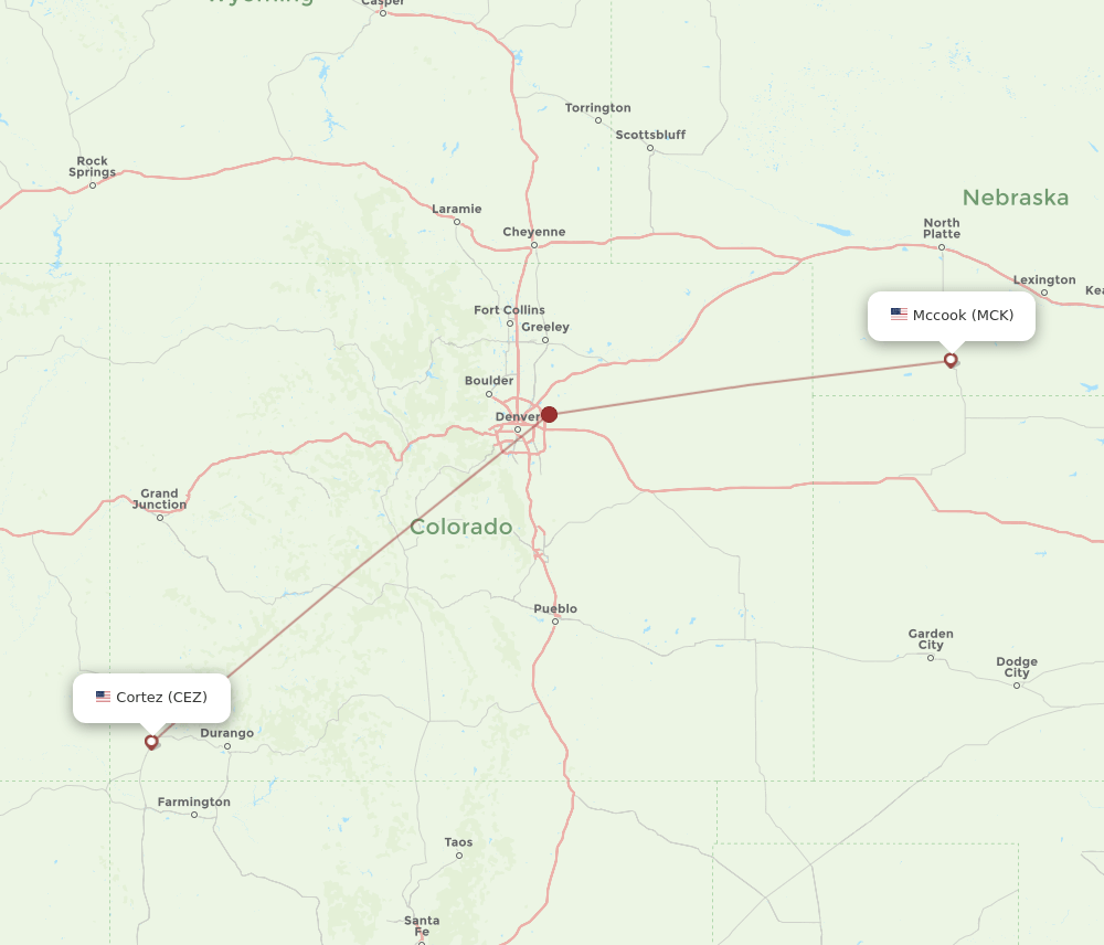 CEZ to MCK flights and routes map