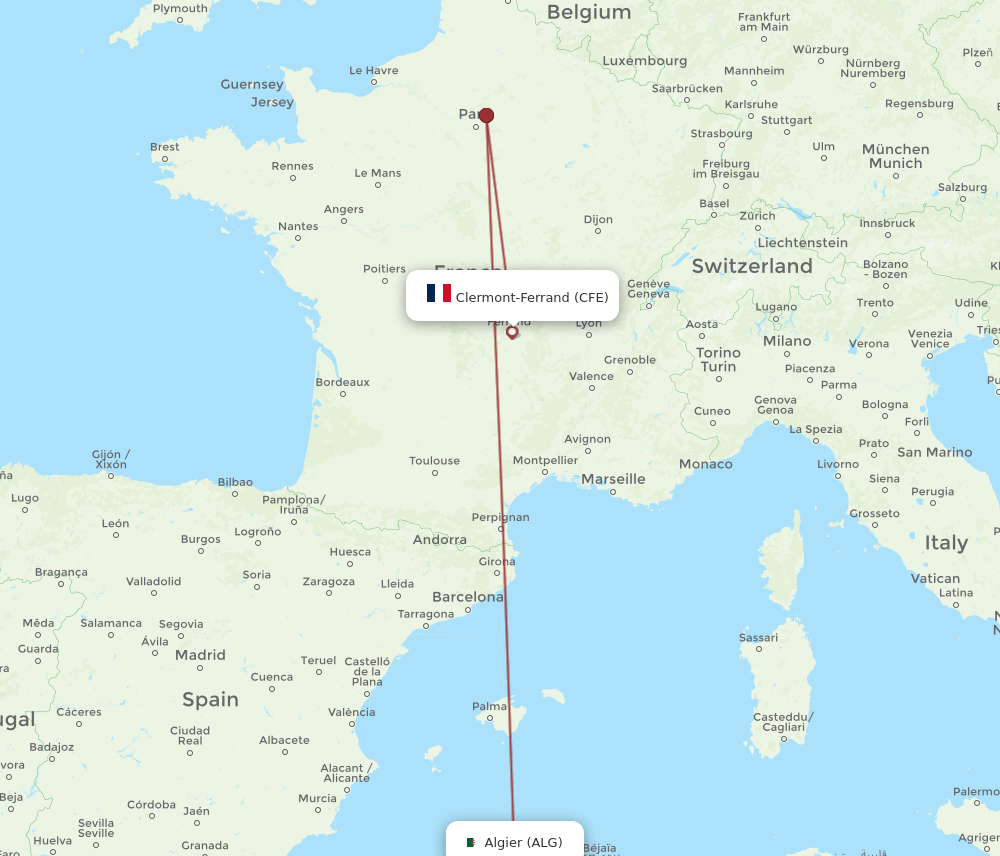 CFE-ALG flight routes