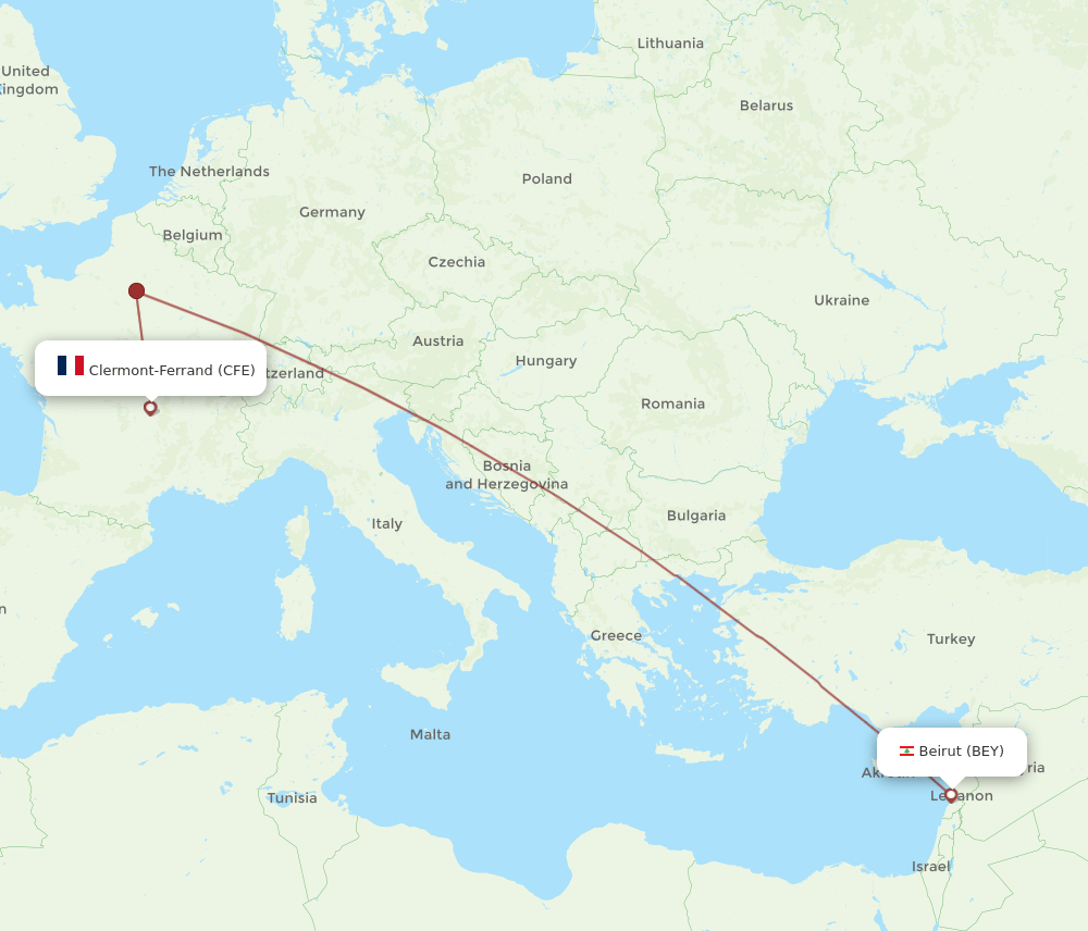 CFE-BEY flight routes