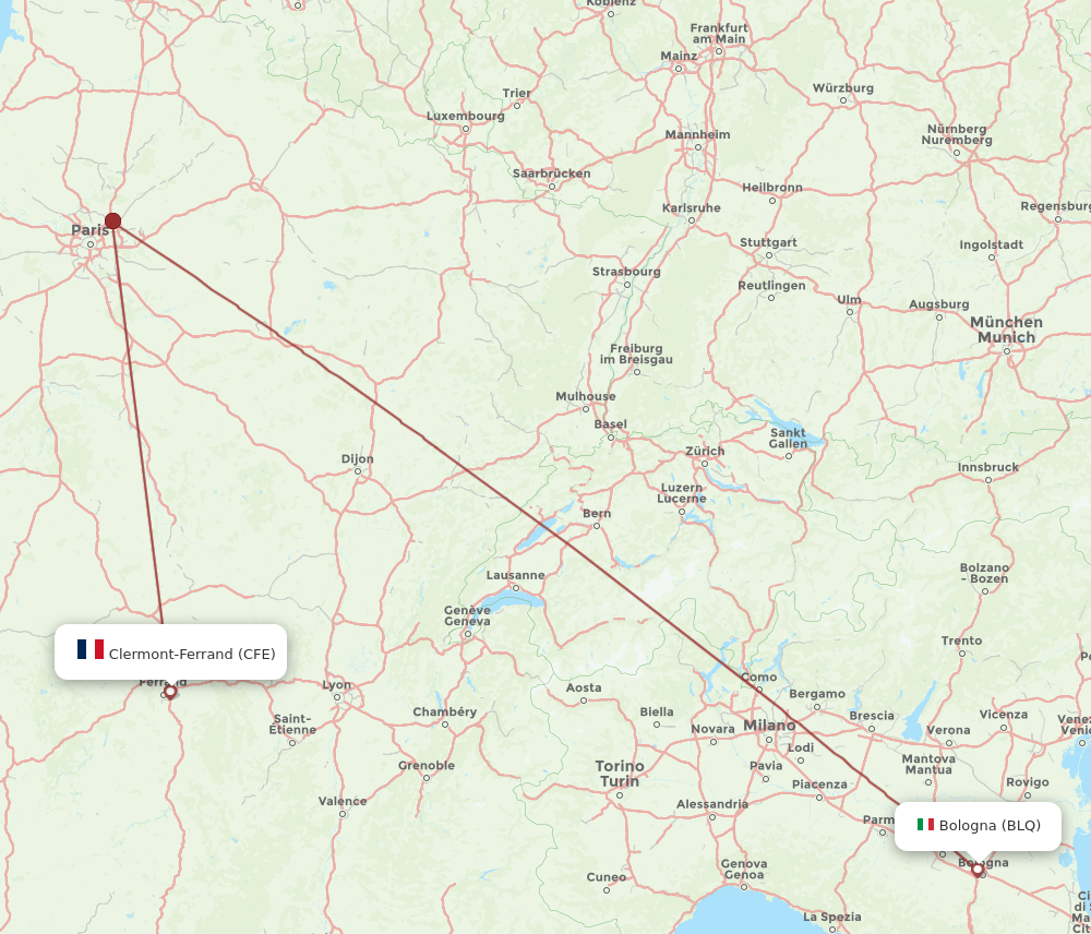 CFE-BLQ flight routes