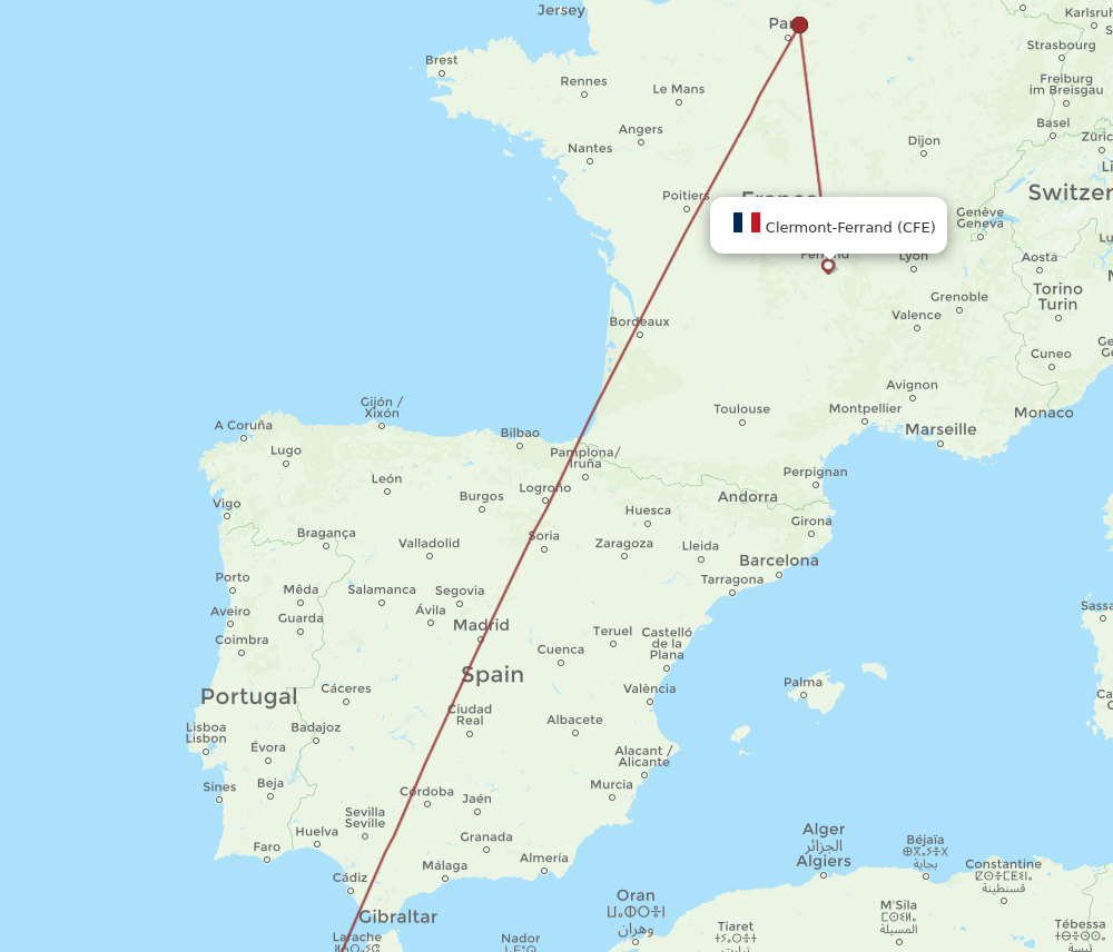 CFE-CMN flight routes