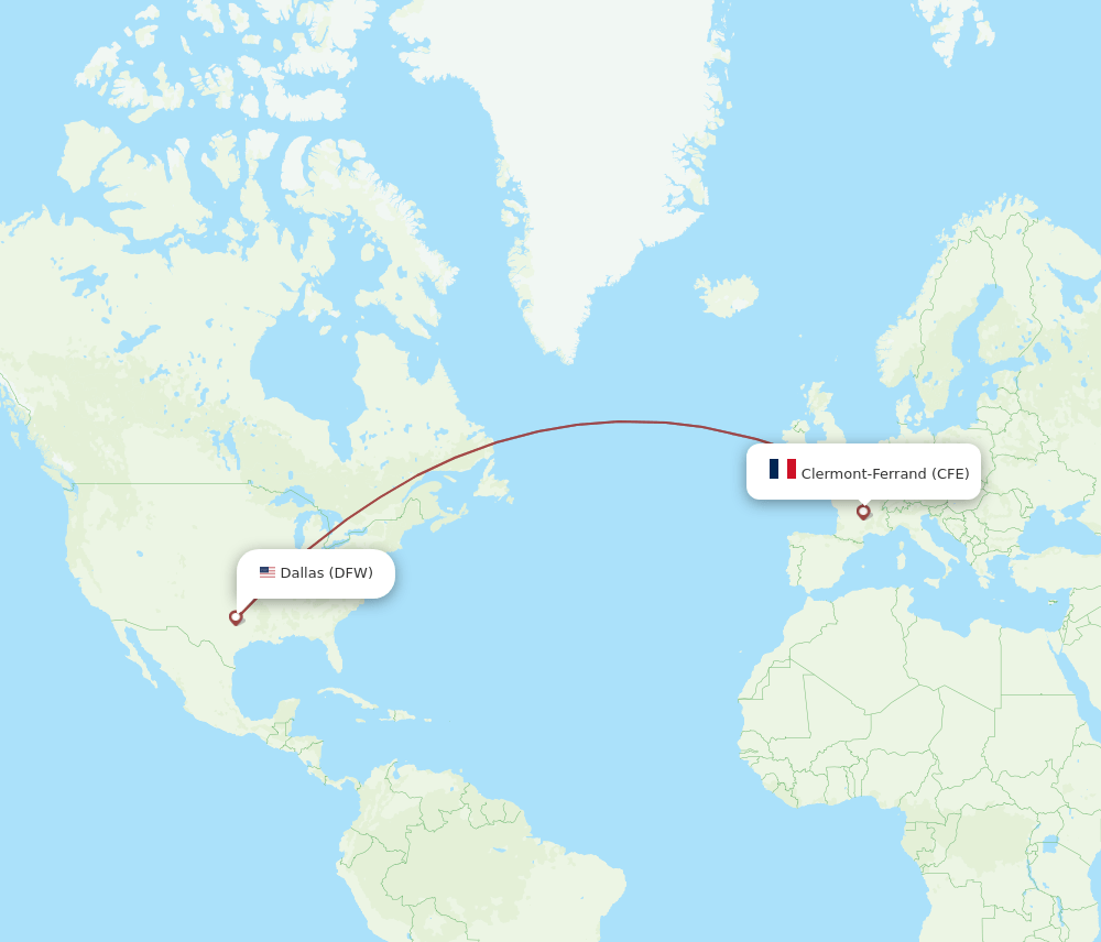 CFE-DFW flight routes