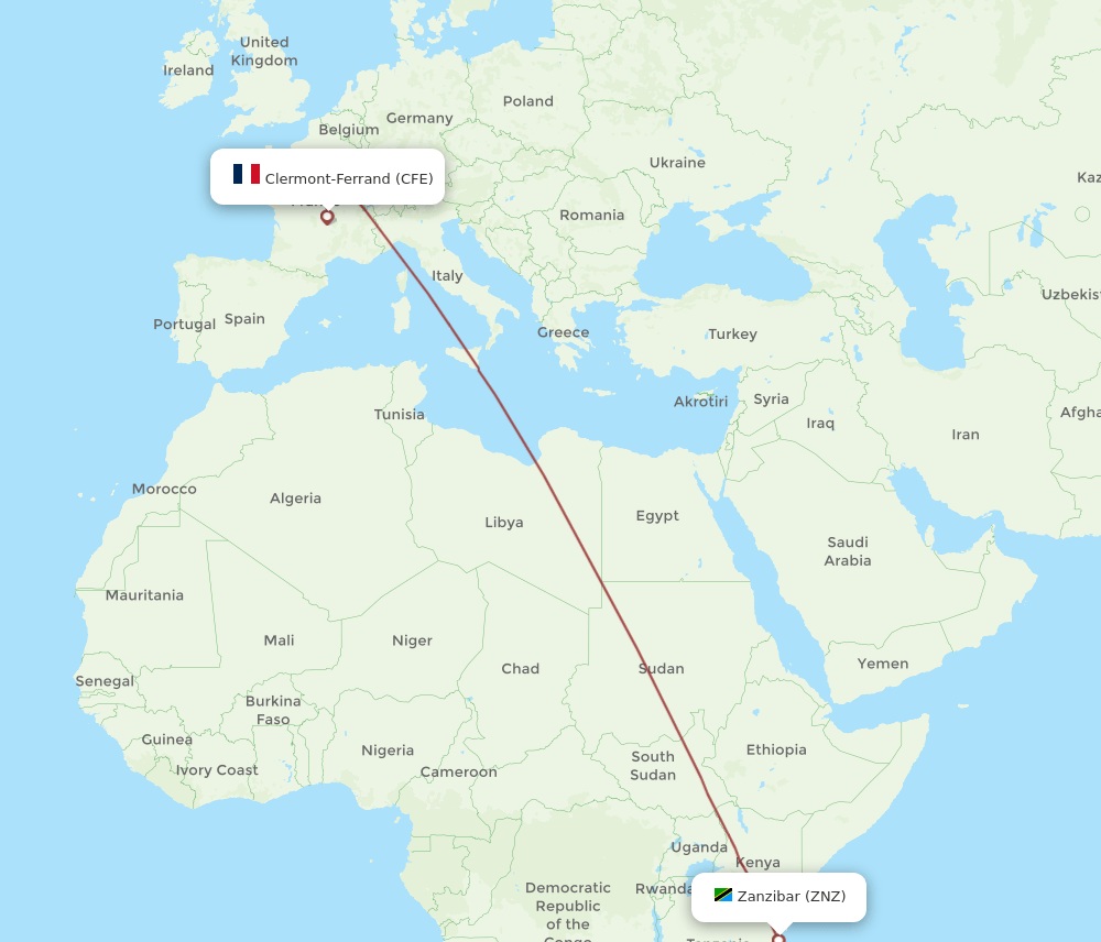 CFE-ZNZ flight routes
