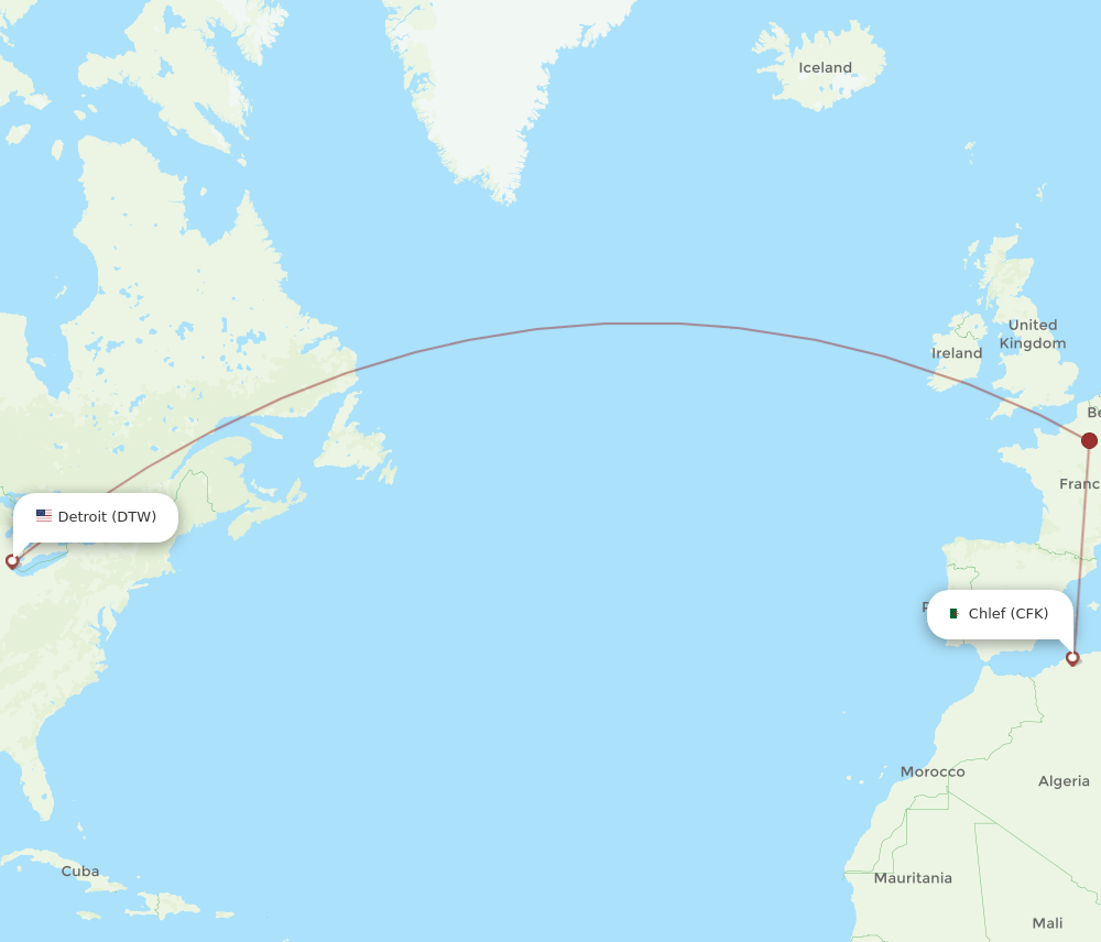 CFK-DTW flight routes