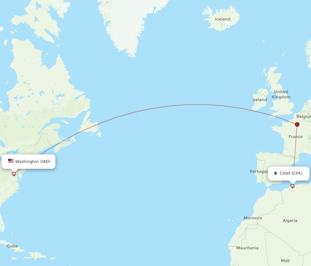 CFK-IAD flight routes