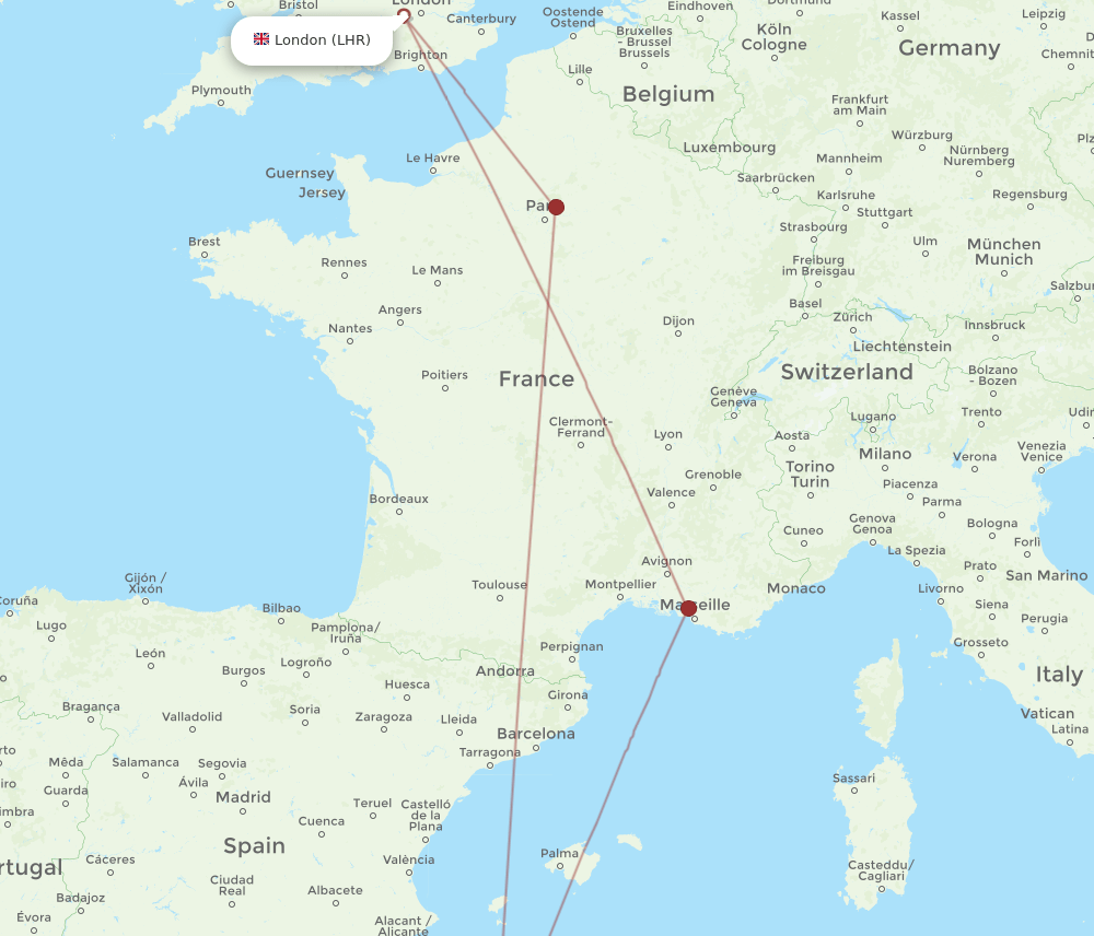 CFK-LHR flight routes