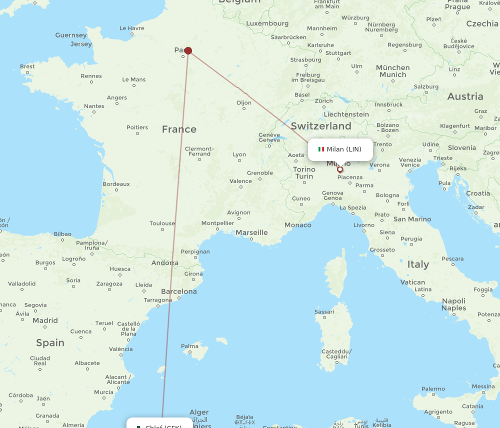 CFK-LIN flight routes