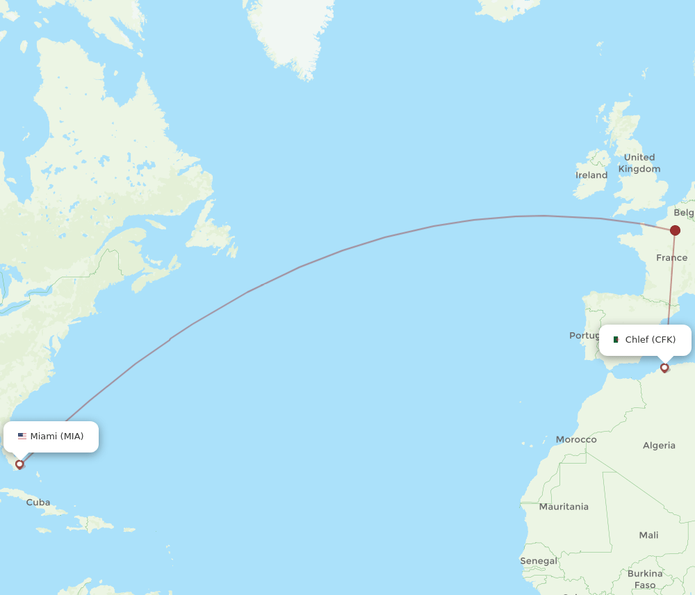 CFK-MIA flight routes