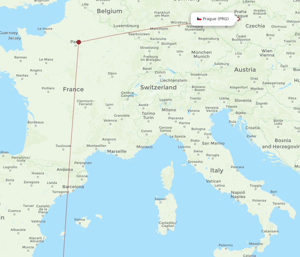 CFK-PRG flight routes