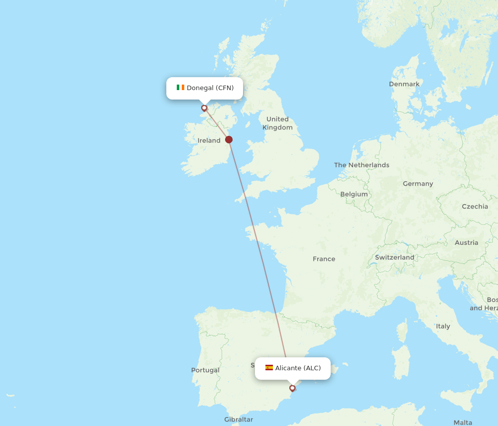 CFN to ALC flights and routes map