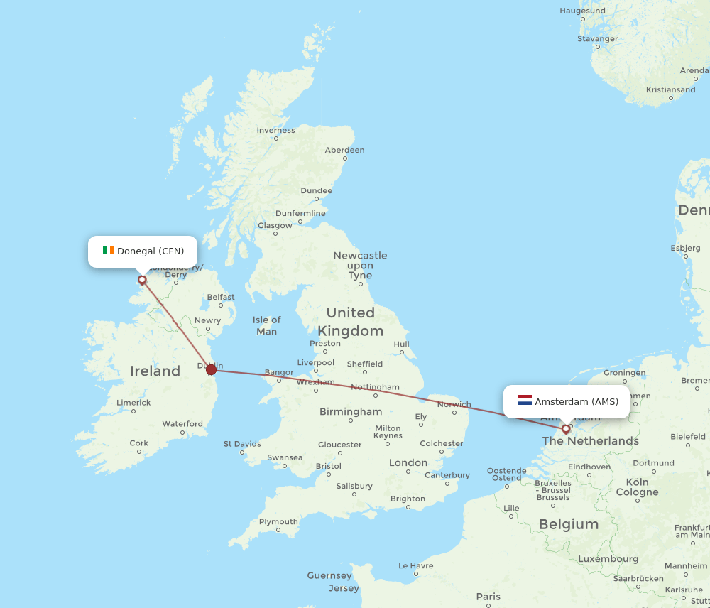 CFN-AMS flight routes