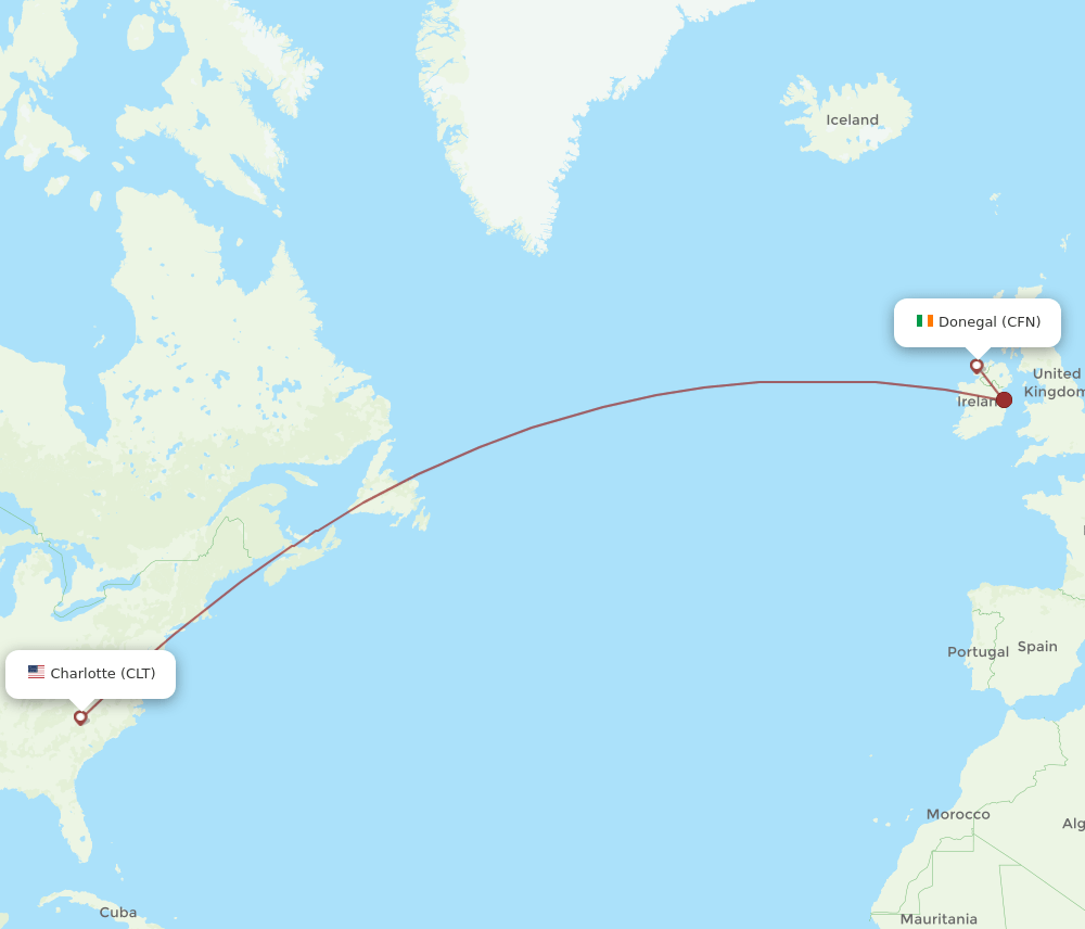 CFN to CLT flights and routes map