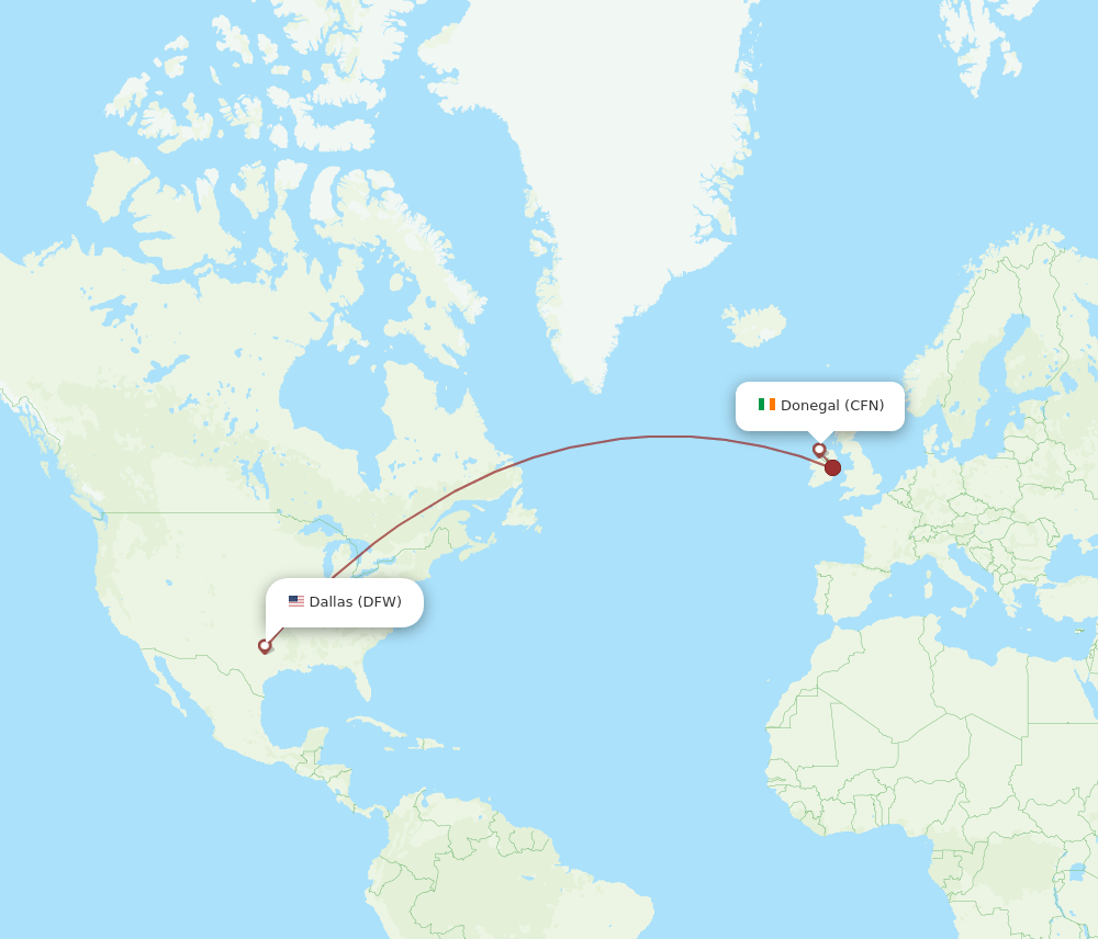 CFN to DFW flights and routes map