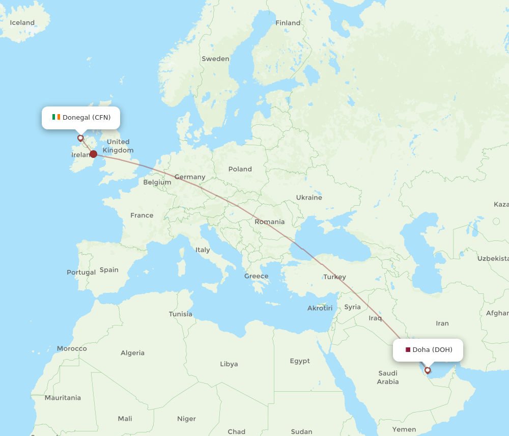 DOH to CFN flights and routes map