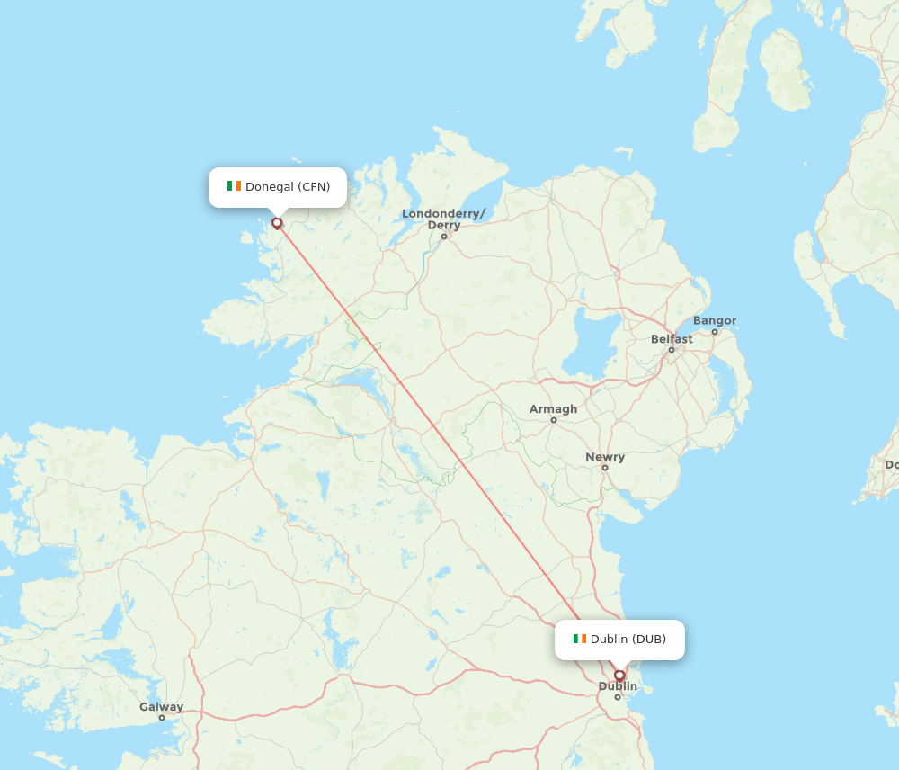 CFN to DUB flights and routes map
