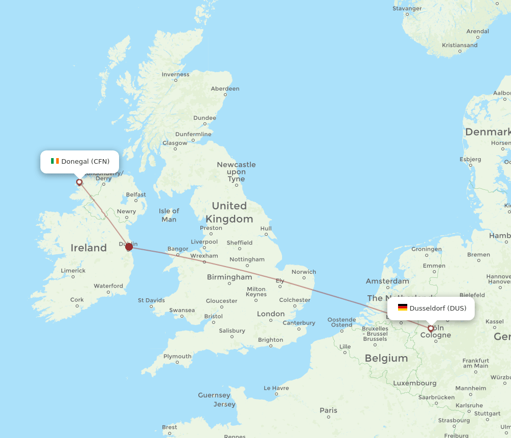 CFN to DUS flights and routes map