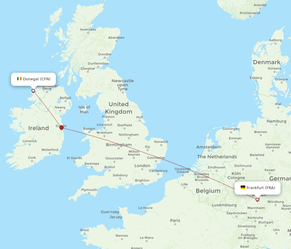 FRA to CFN flights and routes map